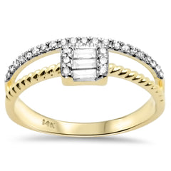SPECIAL! .28ct G SI 14K Yellow Gold Round & Baguette Diamond Ring Size 6.5