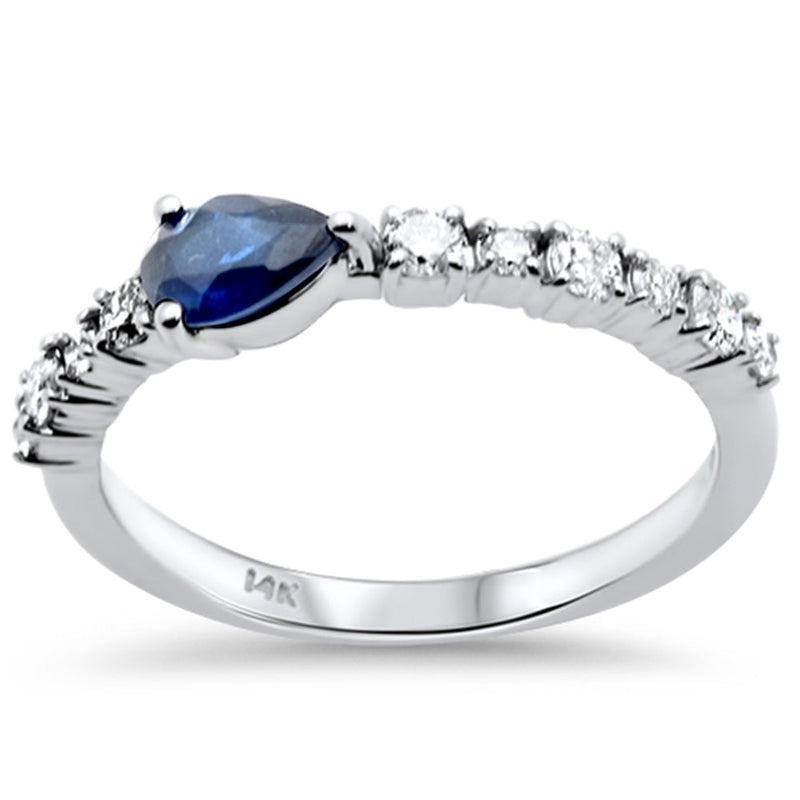 SPECIAL! .81ct G SI 14K White Gold Diamond & Blue Sapphire Gemstones Ring Size 6.5
