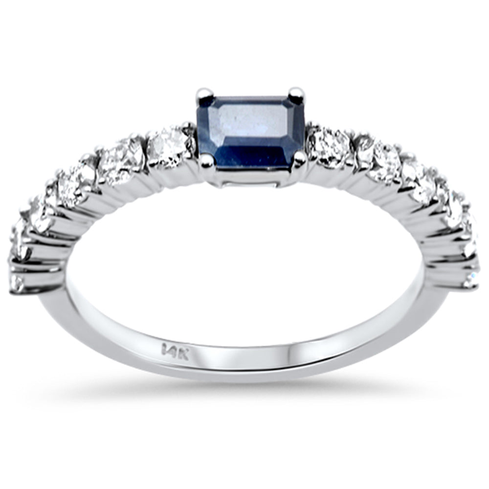 SPECIAL! 1.16ct G SI 14K White Gold Diamond & Blue Sapphire Gemstones Ring Size 6.5