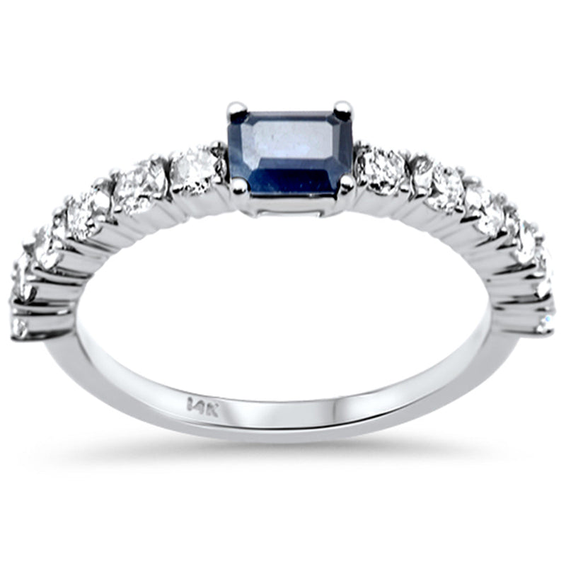 SPECIAL! 1.16ct G SI 14K White Gold Diamond & Blue Sapphire Gemstones Ring Size 6.5