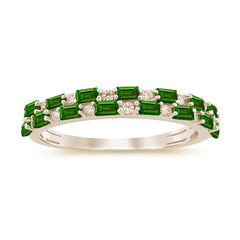 SPECIAL! .74ct G SI 14K Yellow Gold Diamond & Emerald Gemstones Ring Band Size 6.5