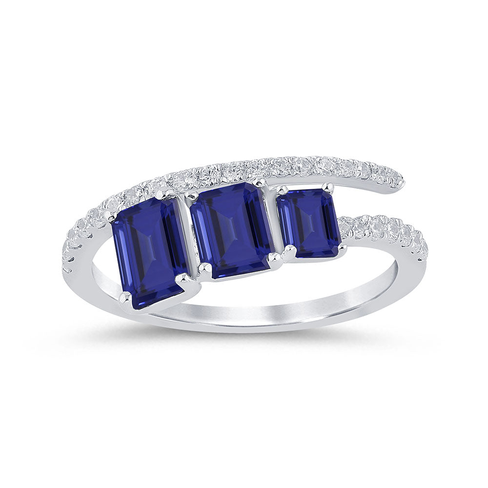 SPECIAL! 1.91ct G SI 14K White Gold Diamond & Blue Sapphire Gemstones Wrap Around Ring Size 6.5