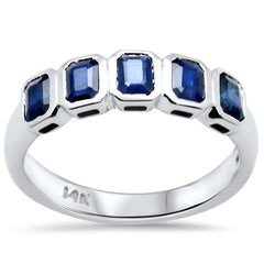 SPECIAL! 1.37ct G SI 14K White Gold Blue Sapphire Gemstones Ring Size 6.5
