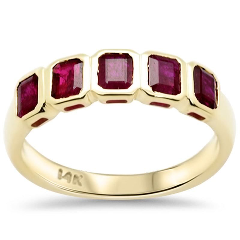 SPECIAL! 1.32ct G SI 14K Yellow Gold Ruby Gemstones Ring Band Size 6.5