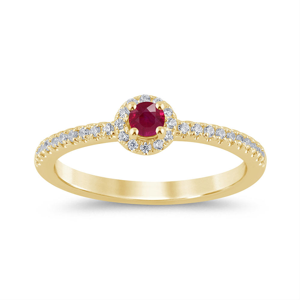 SPECIAL! .32ct G SI 14K Yellow Gold Diamond & Ruby Gemstone Ring Size 6.5