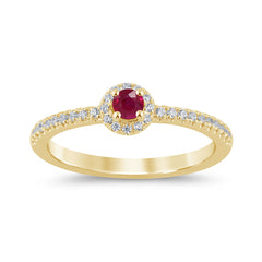 SPECIAL! .32ct G SI 14K Yellow Gold Diamond & Ruby Gemstone Ring Size 6.5