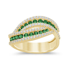 SPECIAL! .87ct G SI 14K Yellow Gold Diamond & Emerald Gemstone Wrap Around Ring Size 6.5