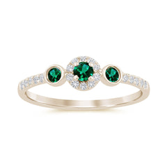.26ct G SI 14K Yellow Gold Diamond & Emerald Gemstone Ring Size 6.5