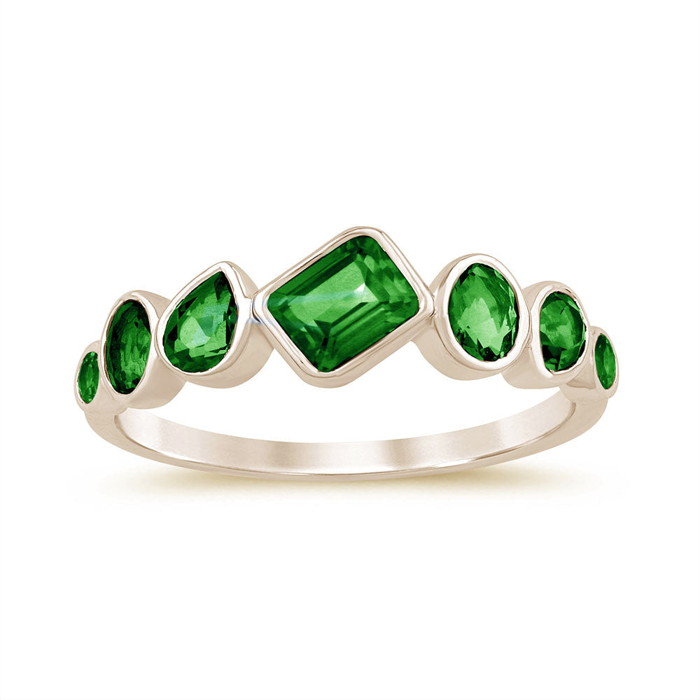 SPECIAL!1.08ct G SI 14K Yellow Gold Emerald Gemstone Ring Band Size 6.5