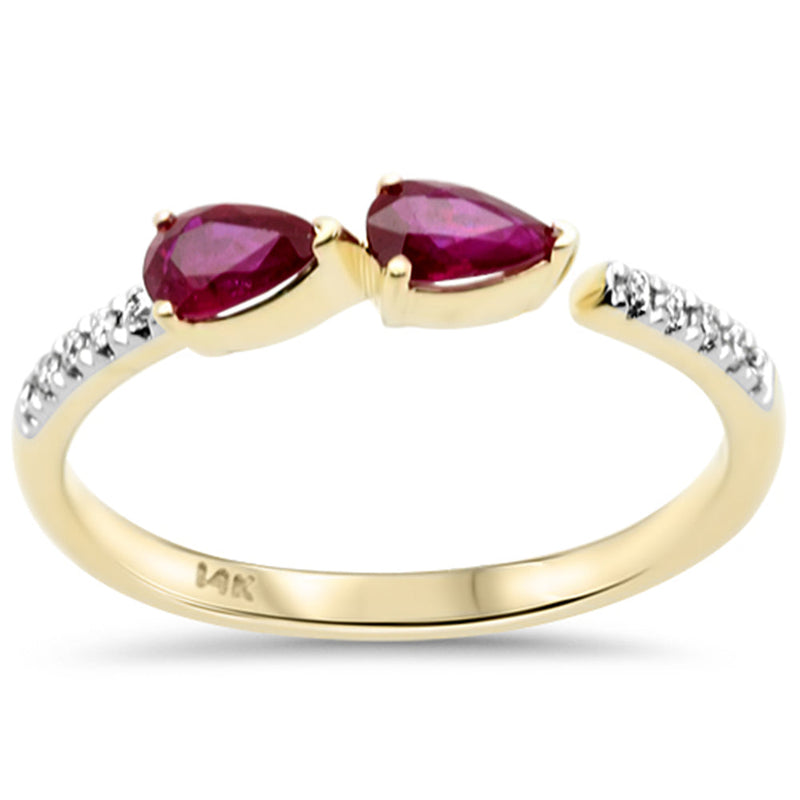 .55ct G SI 14K Yellow Gold Diamond & Ruby Gemstone Ring Band  Size 6.5