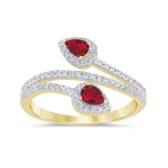 SPECIAL! .68ct G SI 14K Yellow Gold Diamond & Ruby Gemstone Wrap Around Ring Size 6.5