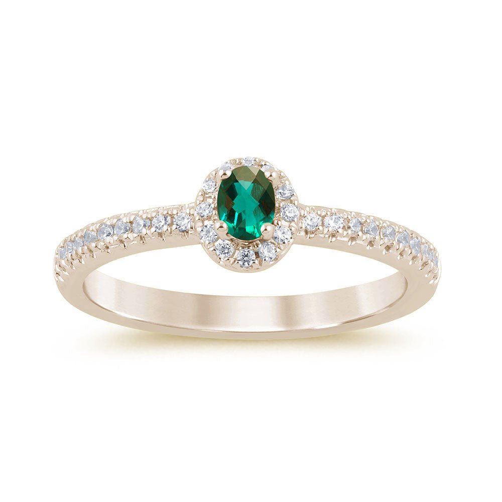 SPECIAL!.34ct G SI 14K Yellow Gold Diamond & Emerald Gemstone Ring Size 6.5