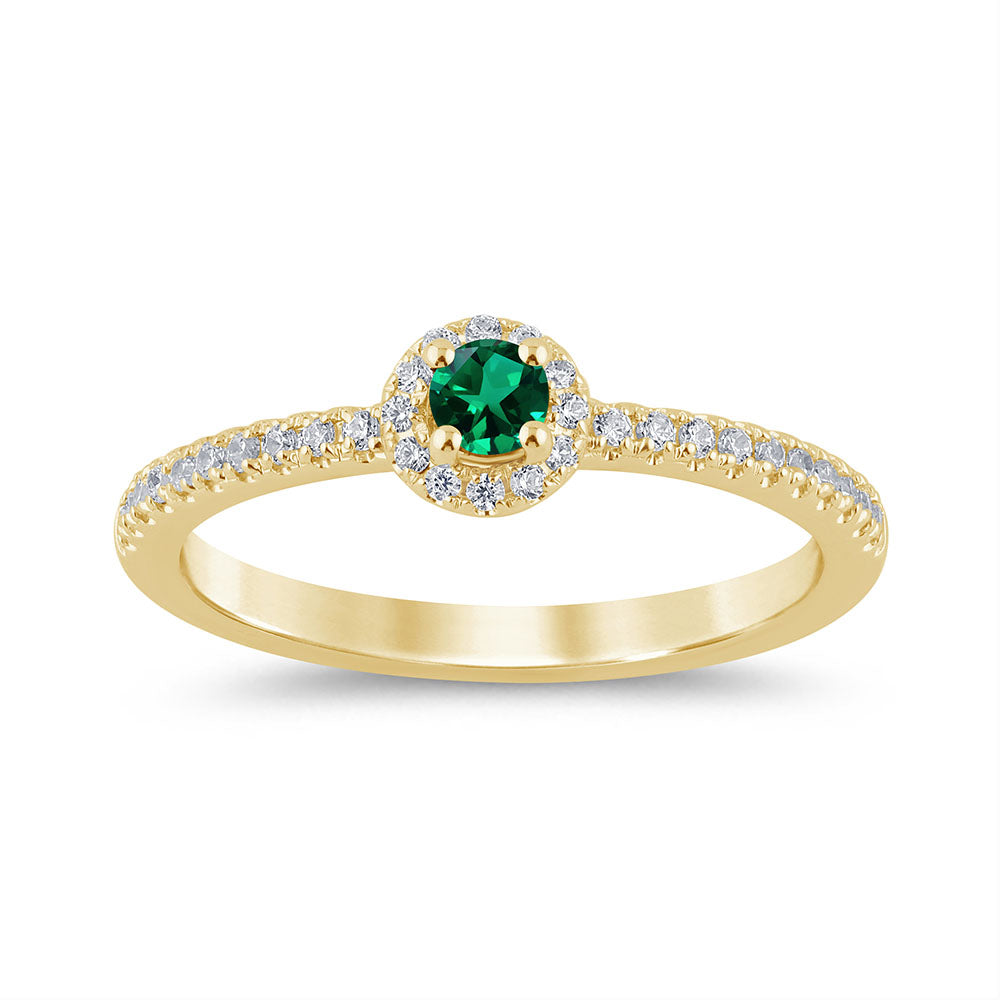 SPECIAL! .28ct G SI 14K Yellow Gold Diamond & Emerald Gemstone Ring  Size 6.5
