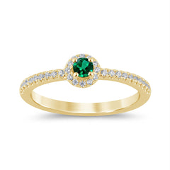 SPECIAL! .28ct G SI 14K Yellow Gold Diamond & Emerald Gemstone Ring  Size 6.5
