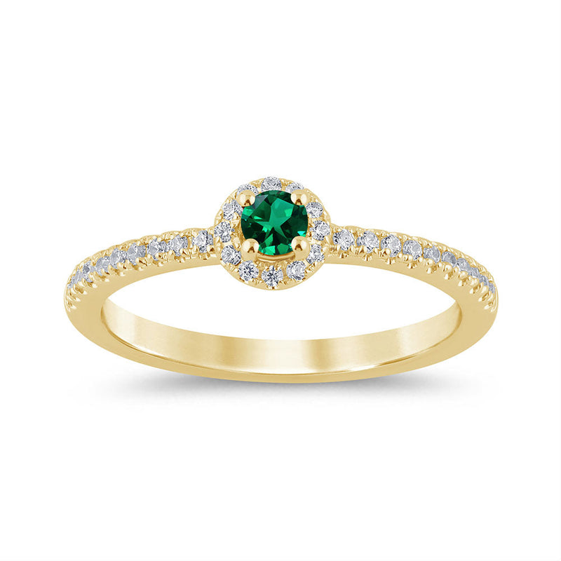 SPECIAL! .28ct G SI 14K Yellow Gold Diamond & Emerald Gemstone Ring  Size 6.5