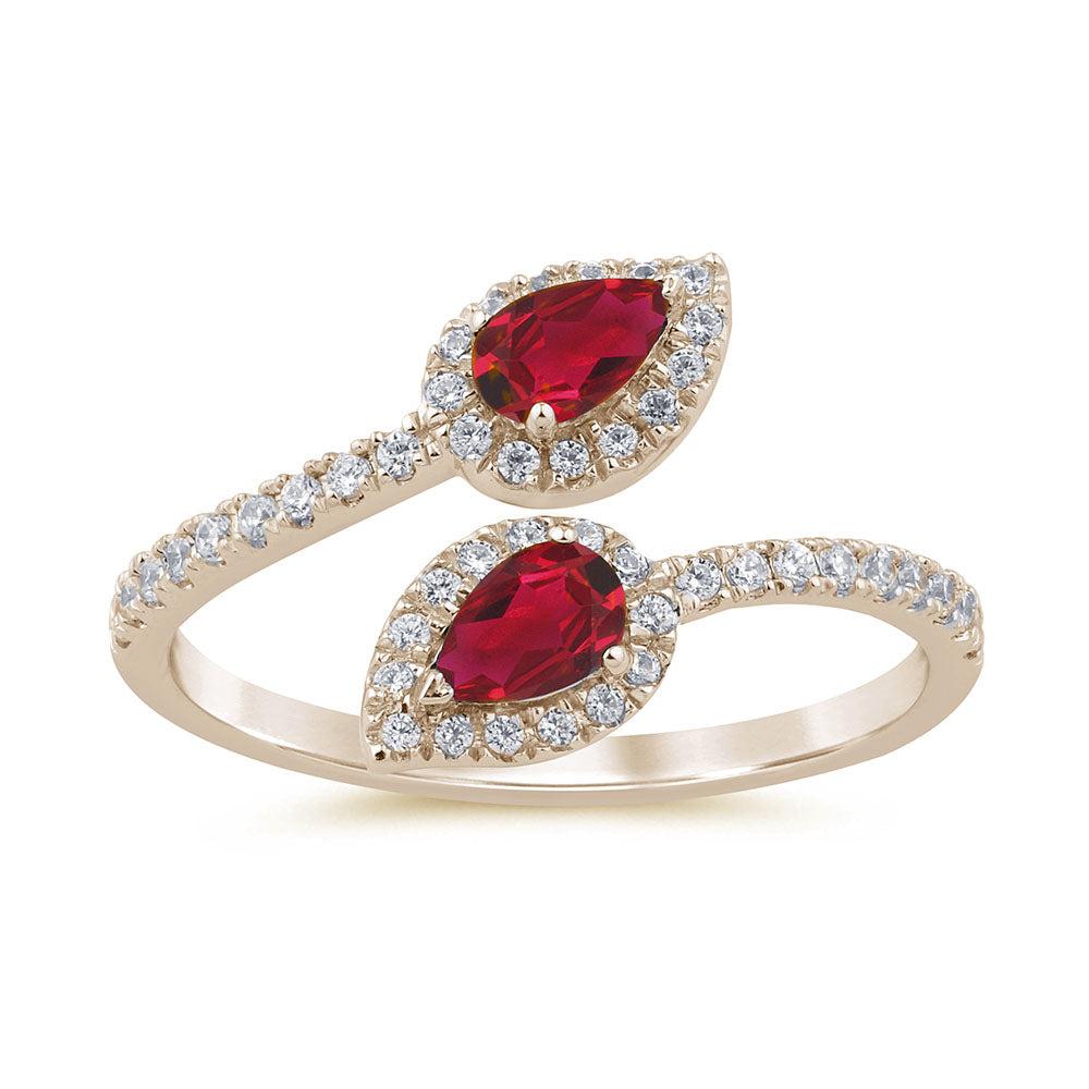 SPECIAL!.66ct G SI 14K Yellow Gold Diamond & Ruby Gemstone Wrap Around Ring Size 6.5