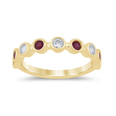 SPECIAL!.54ct G SI 14K Yellow Gold Diamond & Ruby Gemstone Ring Band Size 6.5