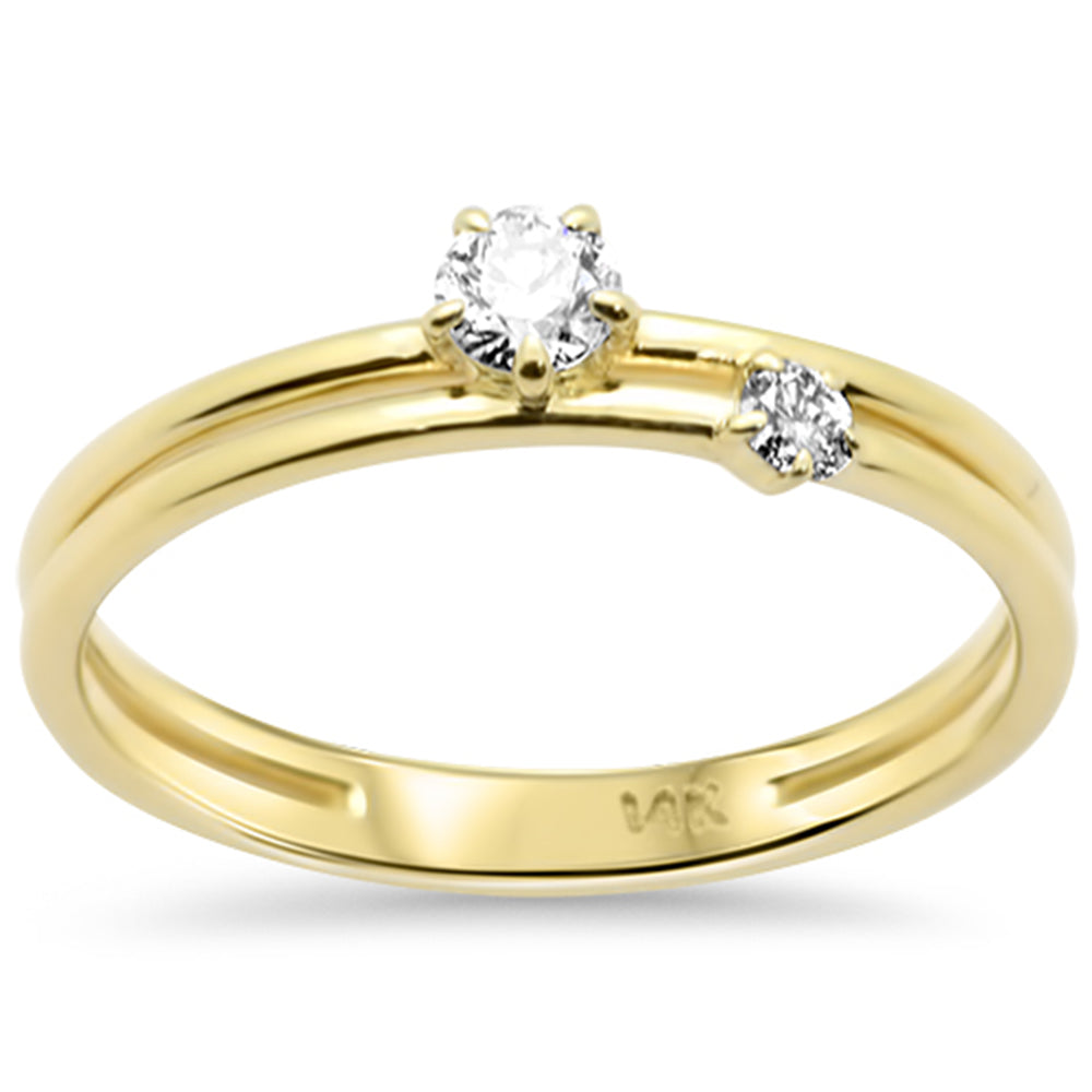 SPECIAL! .20ct G SI 14K Yellow Gold Diamond 2 Stone Ring Band Size 6.5