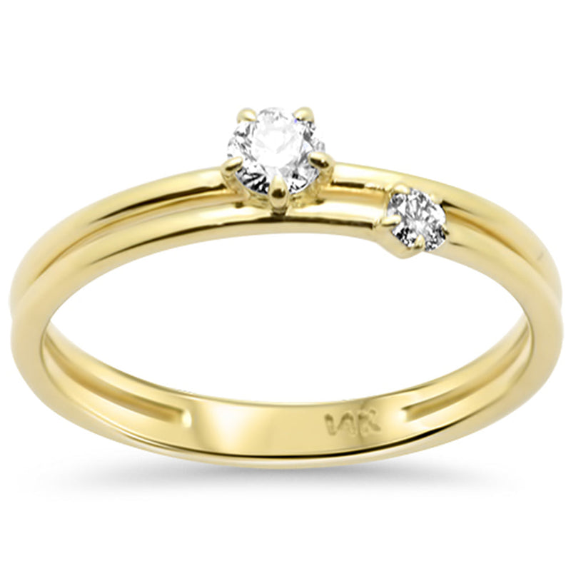 SPECIAL! .20ct G SI 14K Yellow Gold Diamond 2 Stone Ring Band Size 6.5