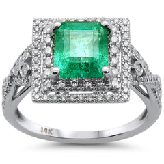 SPECIAL! 2.81ct G SI 14K White Gold Diamond & Emerald Gemstone Ring Size 6.5