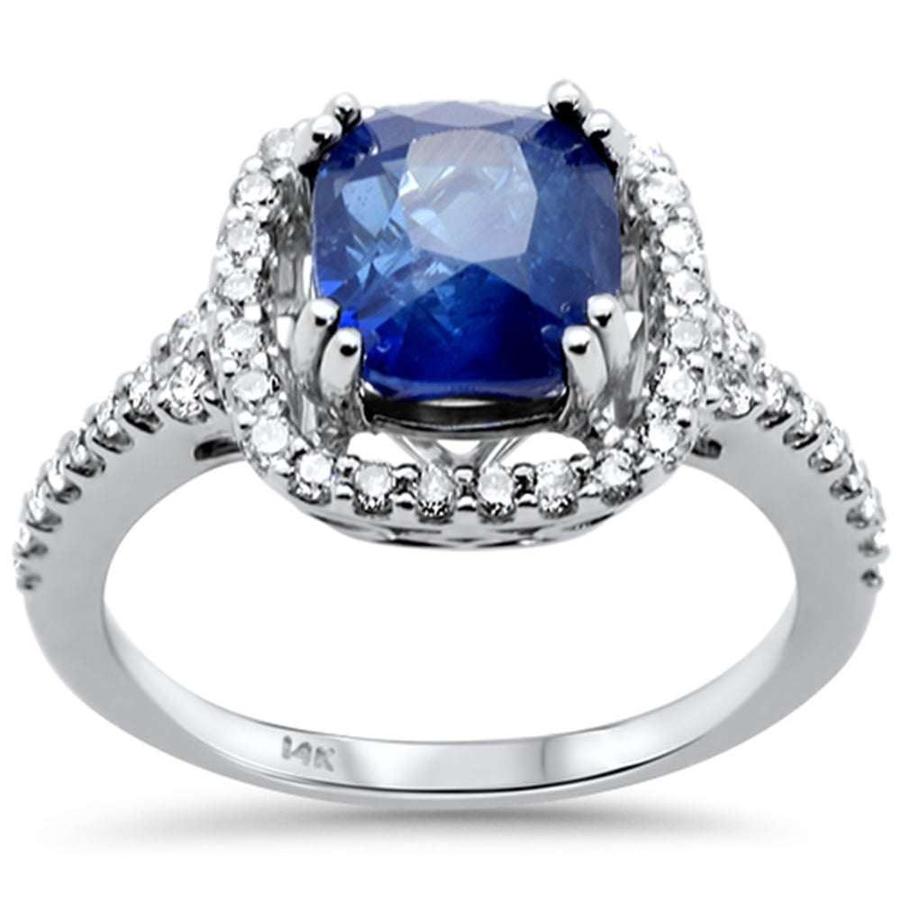 SPECIAL! 4.10ct G SI 14K White Gold Diamond & Blue Sapphire Gemstone Ring  Size 6.5
