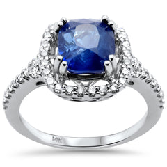 SPECIAL! 4.10ct G SI 14K White Gold Diamond & Blue Sapphire Gemstone Ring  Size 6.5