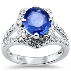 SPECIAL! 3.99ct G SI 14K White Gold Diamond & Blue Sapphire Gemstone Ring  Size 6.5