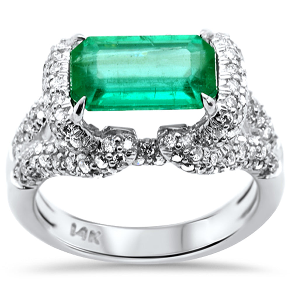 SPECIAL! 3.47ct G SI 14K White Gold Diamond & Emerald Gemstone Ring Size 6.5