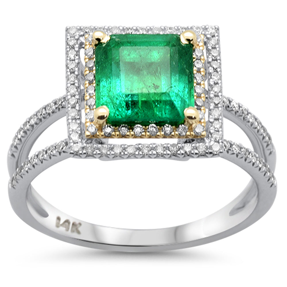 SPECIAL! 2.27ct G SI 14K White & Yellow Gold Diamond & Emerald Gemstone Ring  Size 6.5