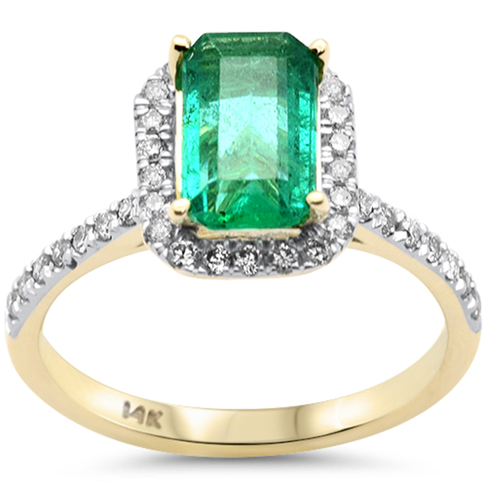 SPECIAL! 1.94ct G SI 14K Yellow Gold Diamond & Emerald Gemstone Ring Size 6.5