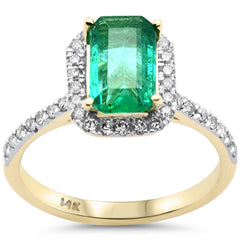 SPECIAL! 1.94ct G SI 14K Yellow Gold Diamond & Emerald Gemstone Ring Size 6.5
