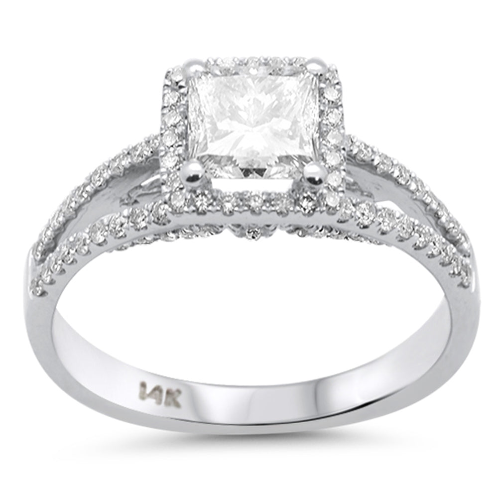 SPECIAL! 1.52ct G SI Center 1.00ct White Gold Diamond Princess Cut Engagement Ring
