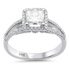 SPECIAL! 1.52ct G SI Center 1.00ct White Gold Diamond Princess Cut Engagement Ring