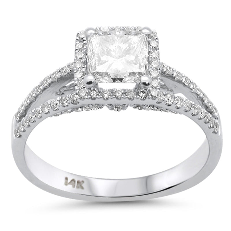 SPECIAL! 1.52ct G SI Center 1.00ct White Gold Diamond Princess Cut Engagement Ring