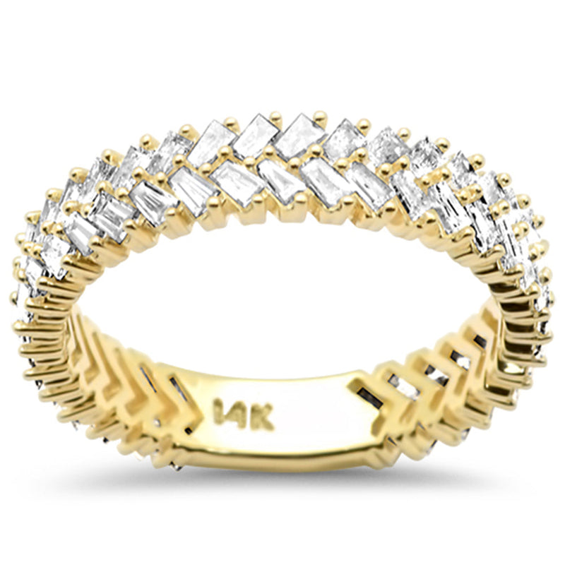 SPECIAL! .89ct G SI 14K Yellow Gold Baguette Diamond Ring Band Size 6.5