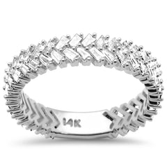 SPECIAL! .90ct G SI 14K White Gold Baguette Diamond Ring Band Size 6.5