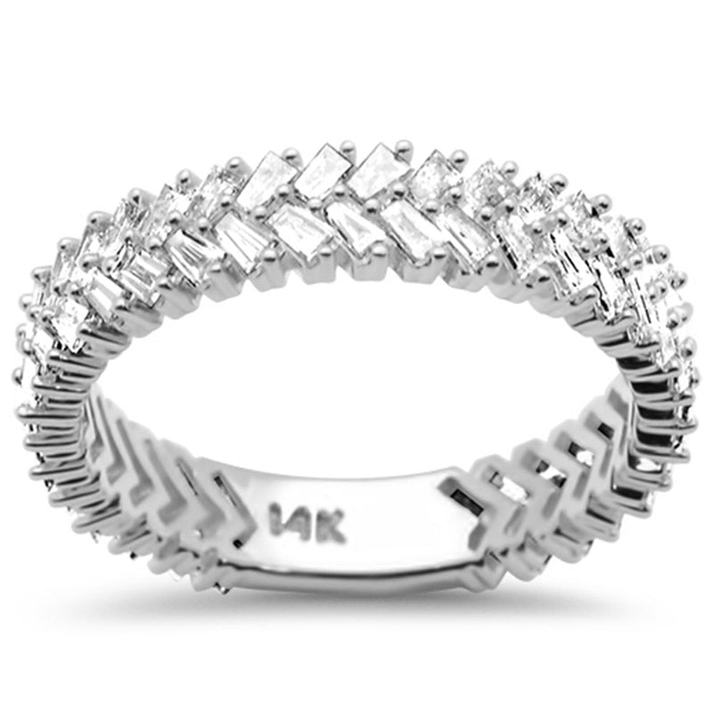 SPECIAL! .90ct G SI 14K White Gold Baguette Diamond Ring Band Size 6.5