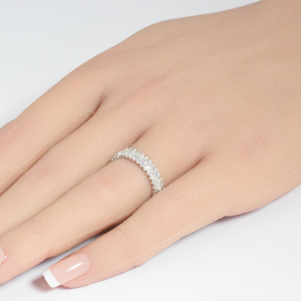 SPECIAL! .90ct G SI 14K White Gold Baguette Diamond Ring Band Size 6.5