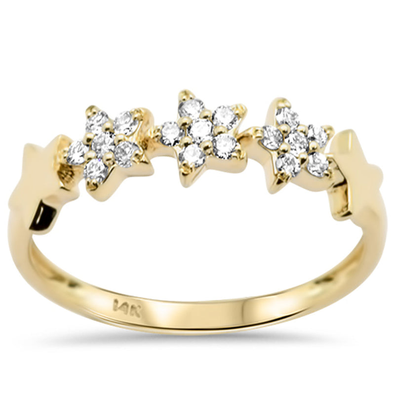 SPECIAL! .21ct G SI 14K Yellow Gold Diamond Star Band Ring Size 6.5