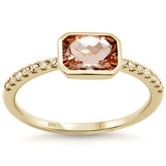 SPECIAL! 1.00ct G SI 14K Yellow Gold Diamond & Morganite Gemstone Ring Size 6.5