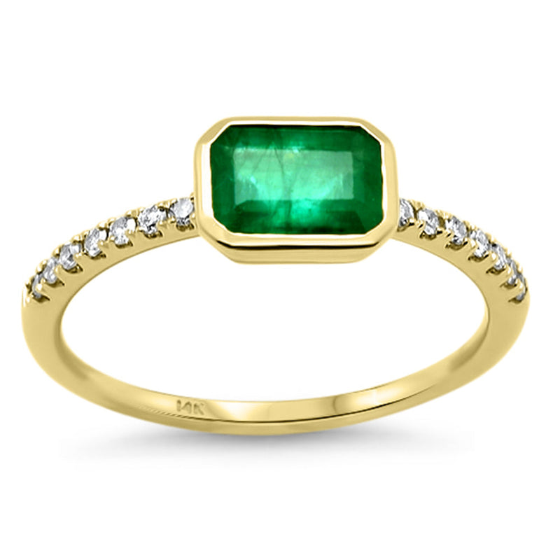 SPECIAL! .86ct G SI 14K Yellow Gold Diamond & Emerald Gemstone Ring Size 6.5