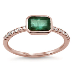 SPECIAL! 1.13ct G SI 14K Rose Gold Diamond & Emerald Gemstone Ring Size 6.5