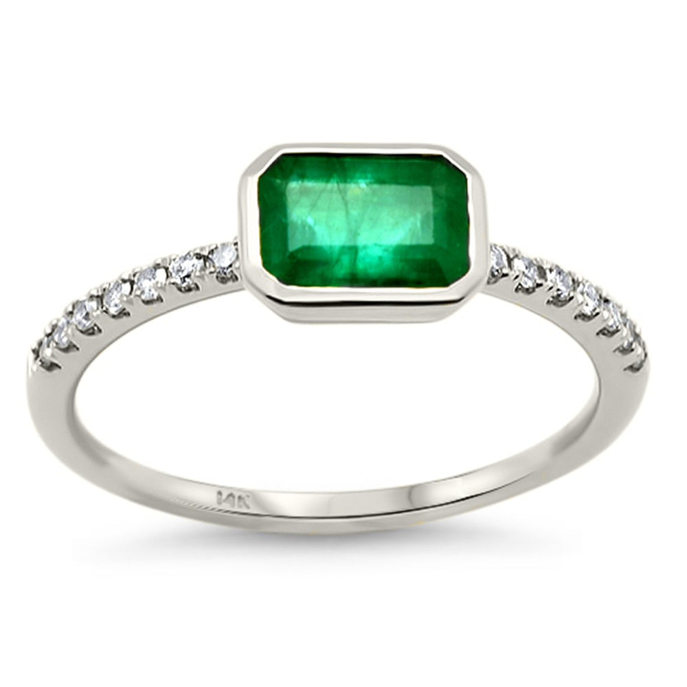 SPECIAL! 1.13ct G SI 14K White Gold Diamond & Emerald Gemstone Ring Size 6.5