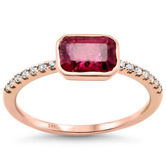 SPECIAL! 1.26ct G SI 14K Yellow Gold Diamond Pink Tourmaline Gemstone Ring  Size 6.5