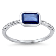SPECIAL! .93ct G SI 14K White Gold Diamond & Blue Sapphire Gemstone Ring Size 6.5