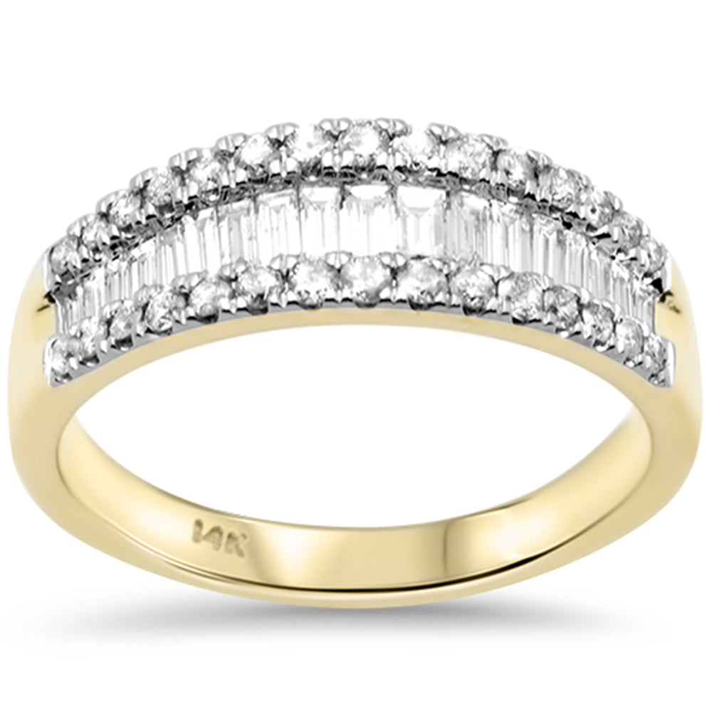 SPECIAL!1.02ct G SI 14K Yellow Gold Men's Round & Baguette Diamond Band Ring Size 10