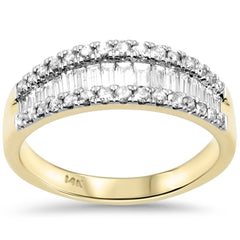 SPECIAL!1.02ct G SI 14K Yellow Gold Men's Round & Baguette Diamond Band Ring Size 10