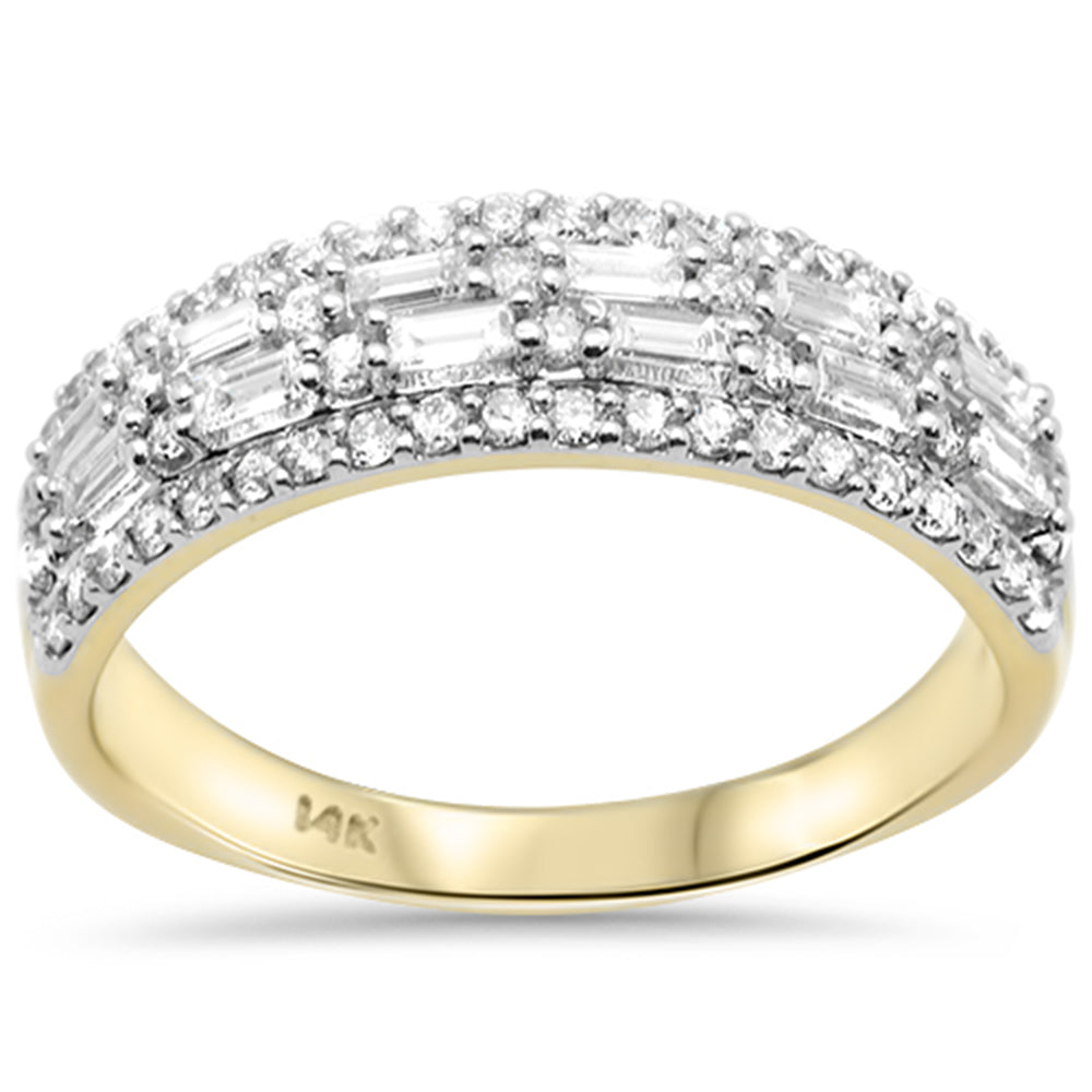 SPECIAL!1.05ct G SI 14K Yellow Gold Men's Round & Baguette Diamond Band Ring Size 10