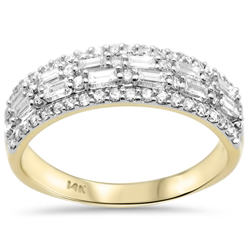 SPECIAL!1.05ct G SI 14K Yellow Gold Men's Round & Baguette Diamond Band Ring Size 10