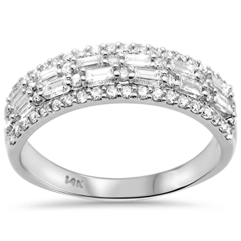 SPECIAL!1.03ct G SI 14K White Gold Men's Round & Baguette Diamond Band Ring Size 10